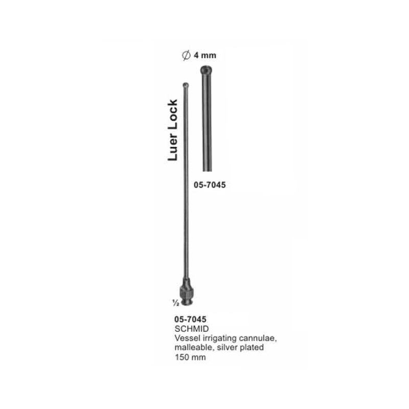 SCHMID Vessel irrigating cannulae malleable silver plated diameter 4mm length 150 mm
