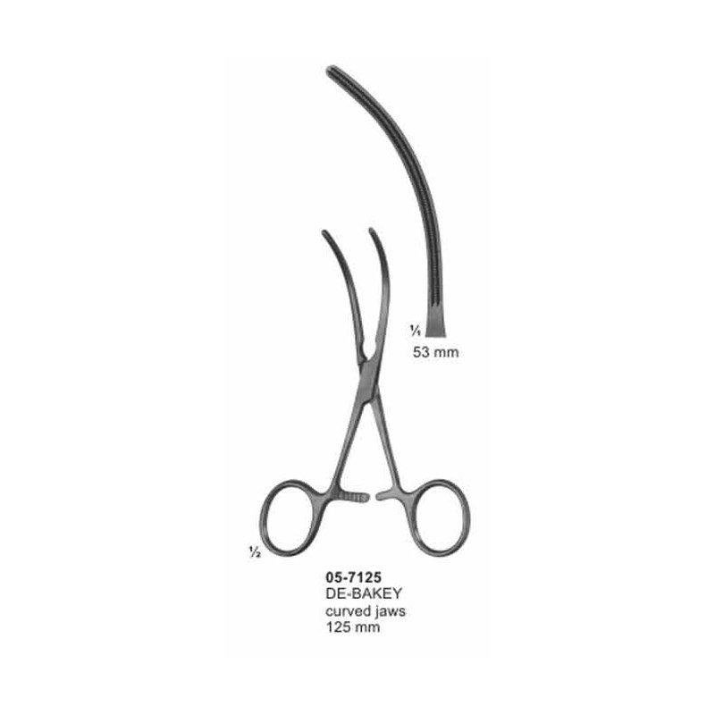 DE BAKEY Bulldog Clamps Curved 53 mm length 125 mm