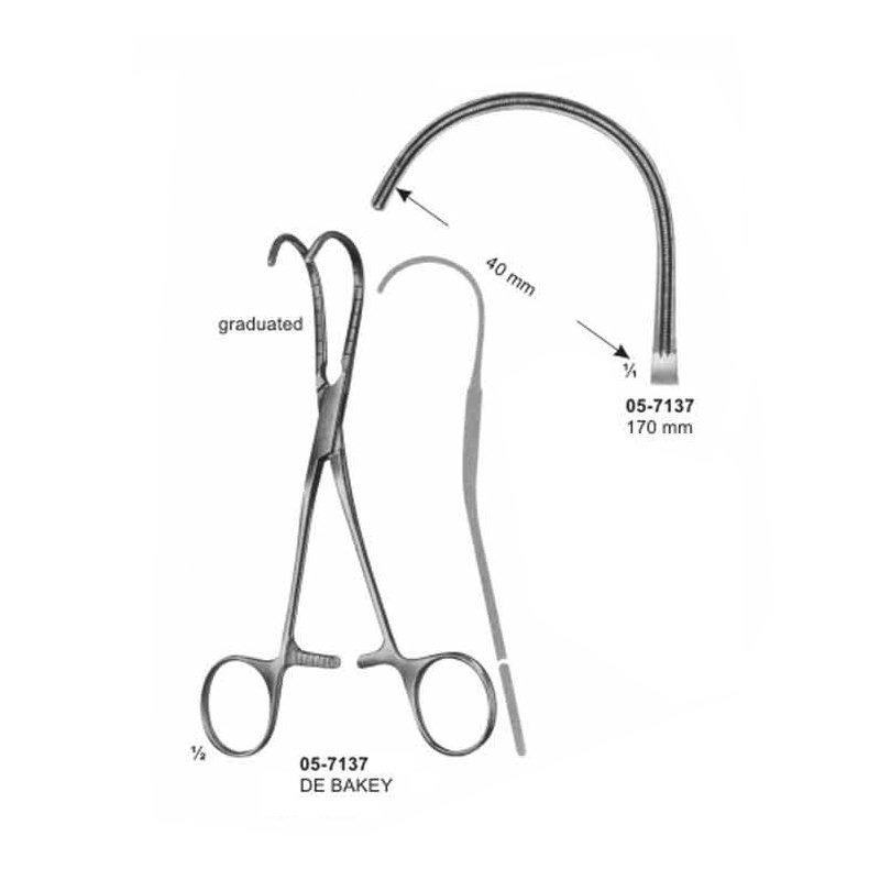 DE BAKEY Multi Purpose Clamps Pediatric types 40 mm Length 170 mm
