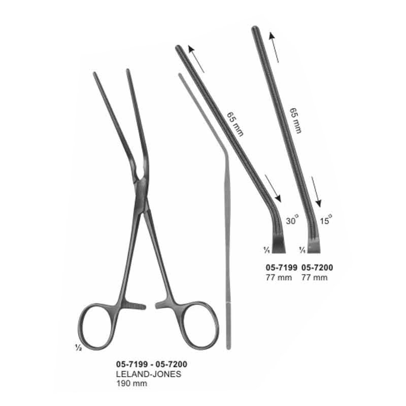 LELAND JONES Vascular Clamps 77 mm Length 190 mm