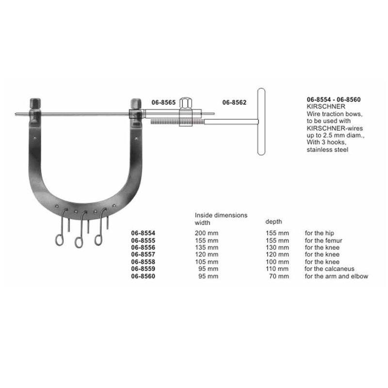 Kirschner Wire Traction Bows With 3 Hooks 95-200 mm