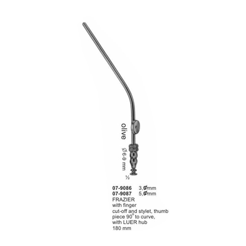 Frazier With Finger Cut-Off And Stylet Suction Instruments 180 mm