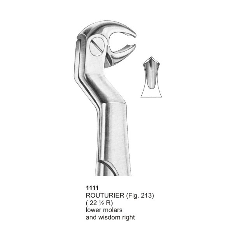 ROUTURIER Fig 213, 22 1/2R Lower Molars And Wisdom Right Dental Extracting Forcep