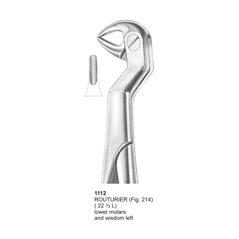 ROUTURIER Fig 214, 22 1/2L Lower Molars And Wisdom Left Dental Extraction Forcep