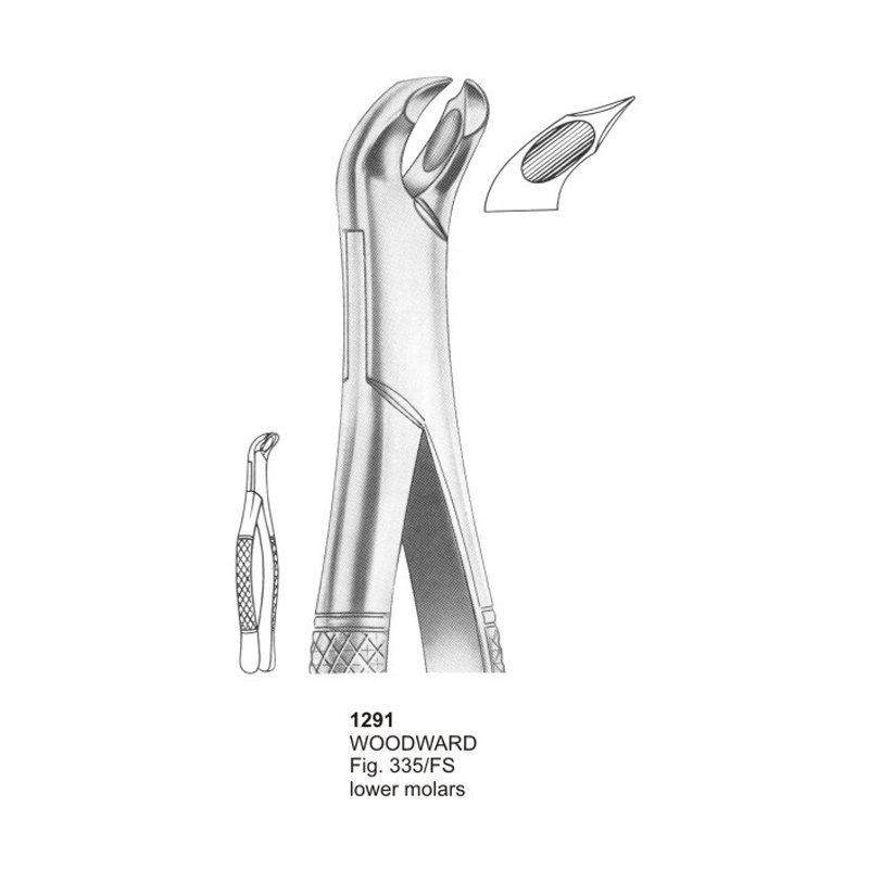 WOODWARD Fig 335/FS Lower Molars Dental Extraction Forceps