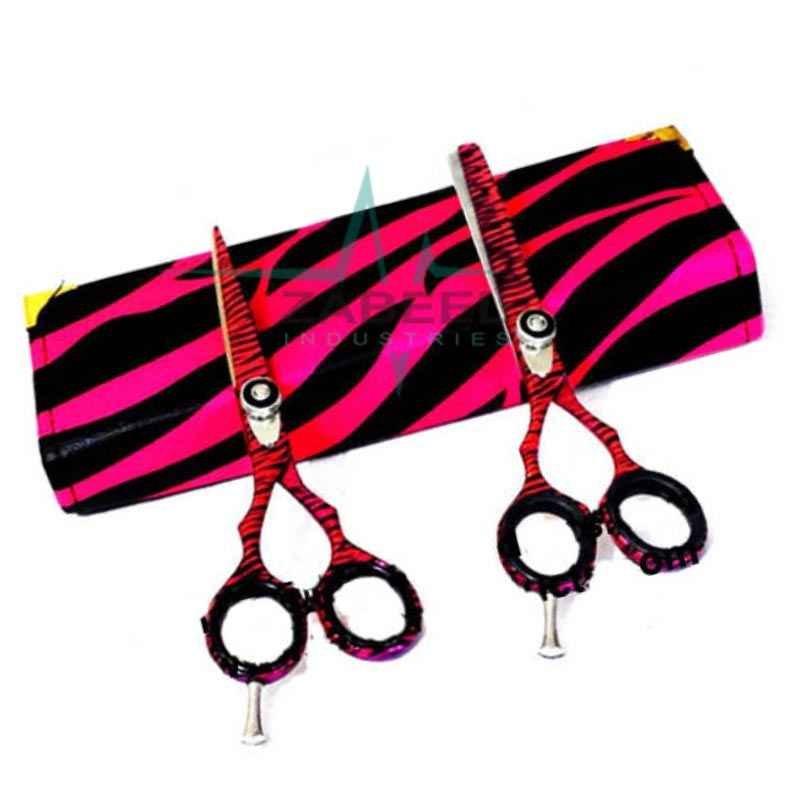 Barber Hair Thinning Scissor Set Pink Zebra Zabeel