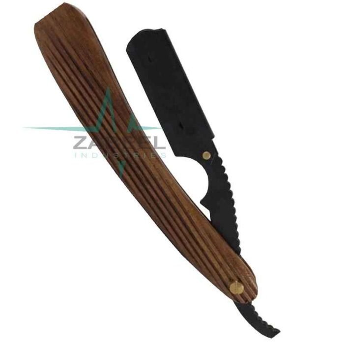 Barber Razor Shaving Knife Wooden Handle Straight Edge Folding ZaBeel