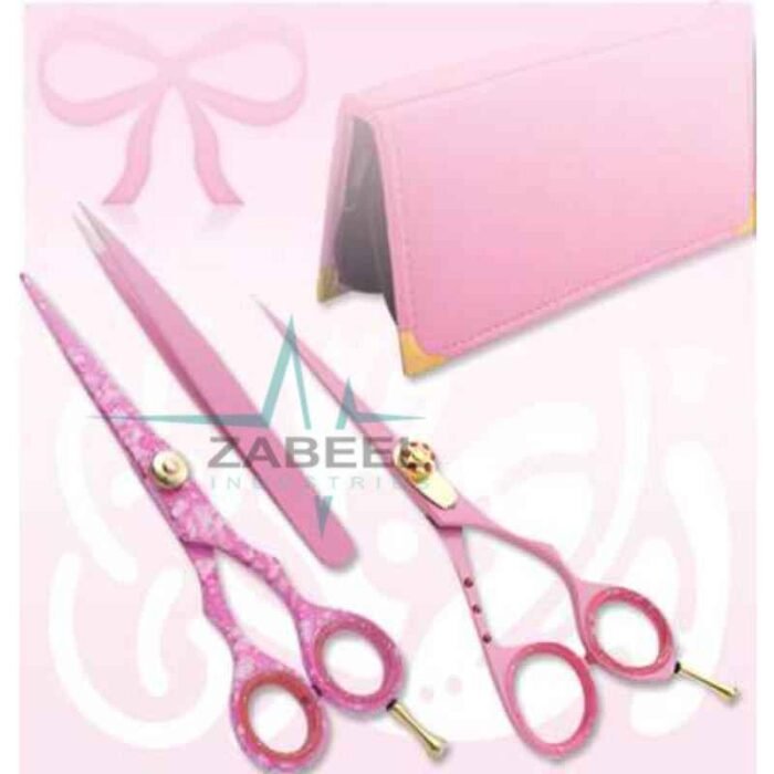 Barber Shears Kits Two Scissors & Tweezer With Case ZaBeel