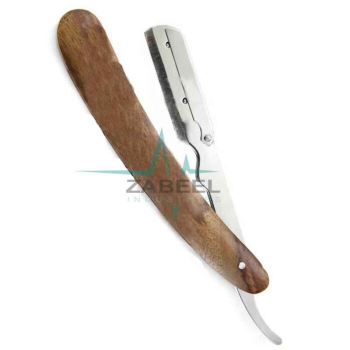 Barber Wooden Handle Straight Razor Cut Throat Folding Knife ZaBeel