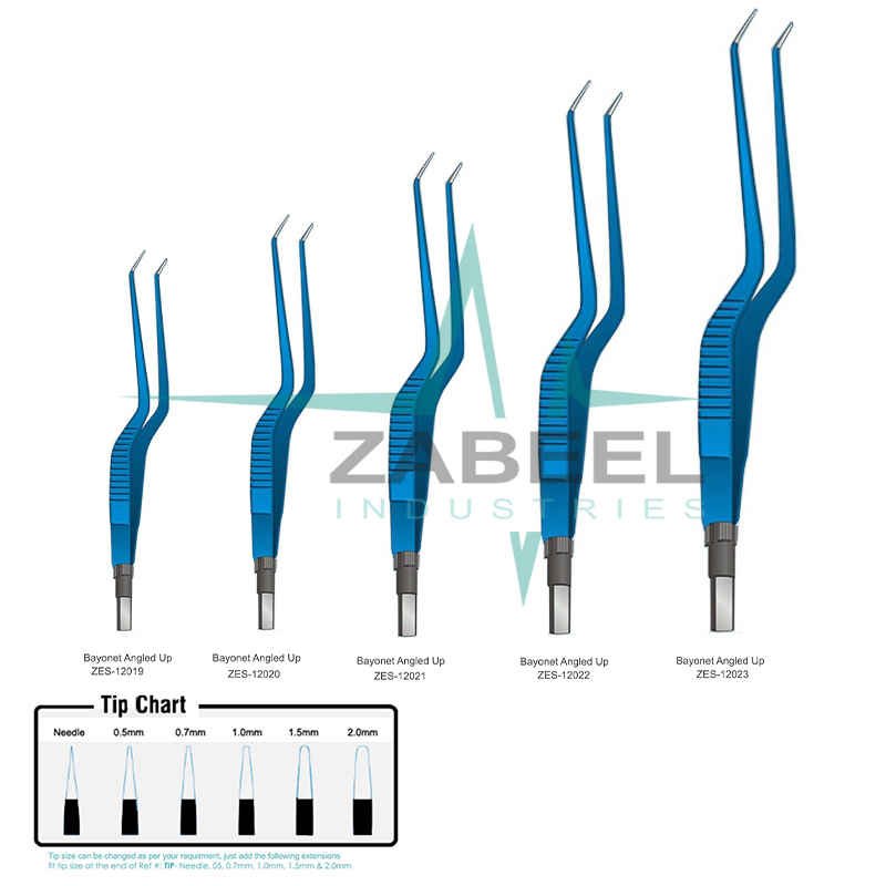 Bayonet Angled Up European Bipolar Forceps Zabeel