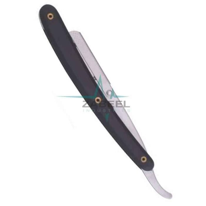 Black Handled Barber Straight Razor ZaBeel