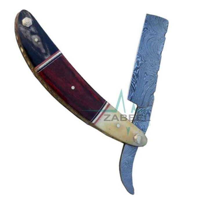 Custom Hand Made Damascus Steel Straight Folding Razor Shaving Ready Edge Zabeel