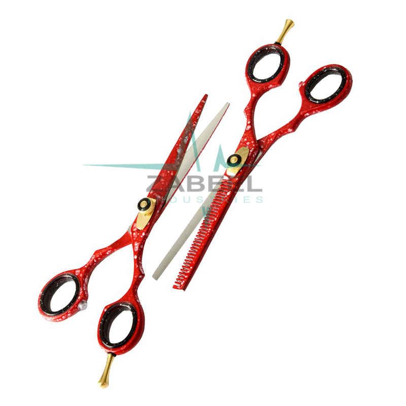 Cutting Set Scissors Red & Whit Color Coating ZaBeel