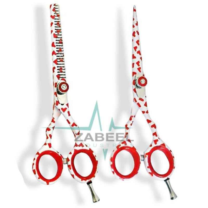 Cutting Set Scissors Red & Whit Color Zebra Style ZaBeel