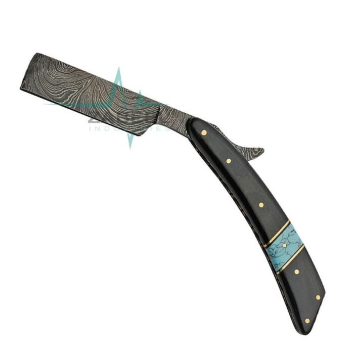 Damascus Black Horn Handle Razor ZaBeel