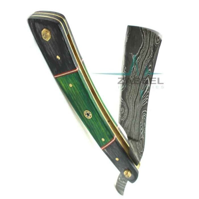 Damascus Straight Razor Stone Handle