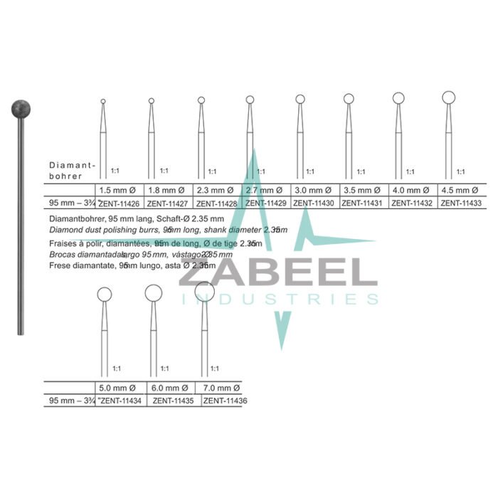 Diamant Bohrer Burrs Zabeel