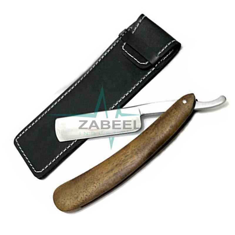 Genuine Cutthroat Razor Traditional Leather Rear Sharpable Wood Handle Shaving Razor ZaBeel
