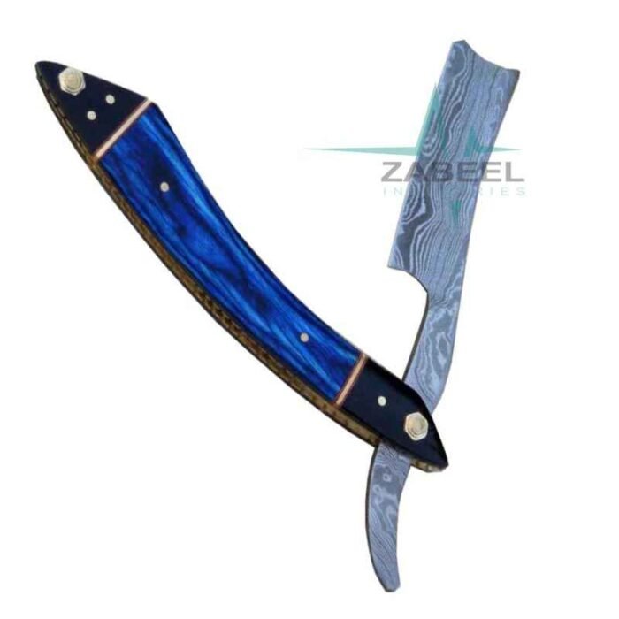Hand Made Damascus Steel Straight Folding Razor Shaving Ready Edge ZaBeel