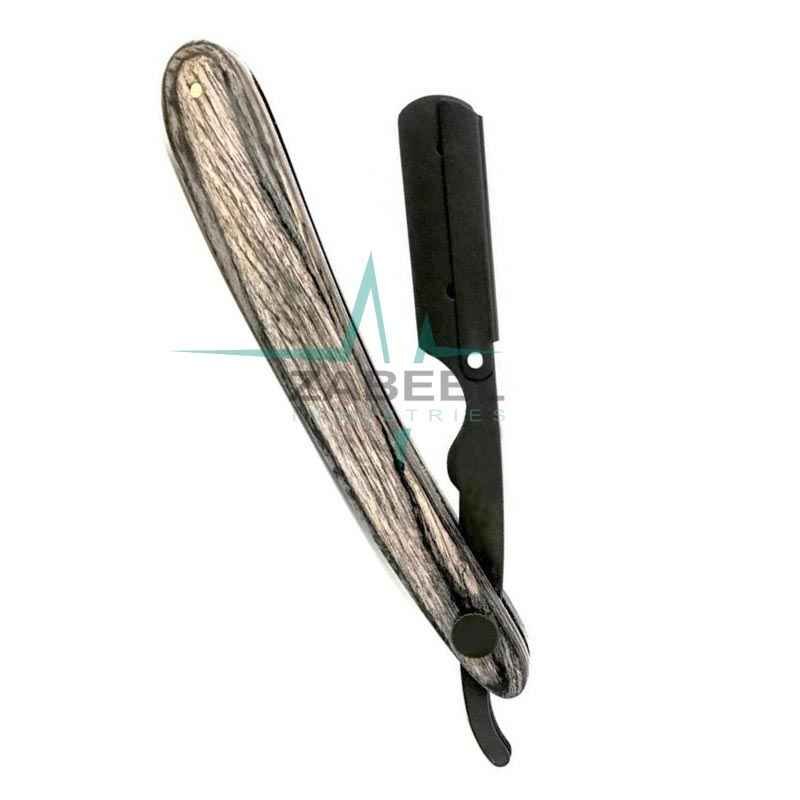 Mens Straight Razor Black Stainless Steel ZaBeel
