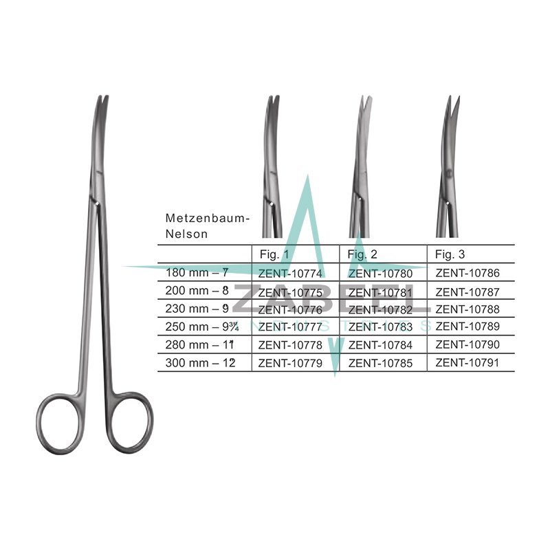 Metzenbaum Nelson Operating Scissors Dissecting Scissors Zabeel