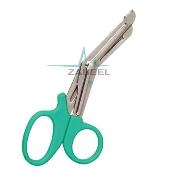 Plastic Handle Bnadge Scissors Green Color ZaBeel
