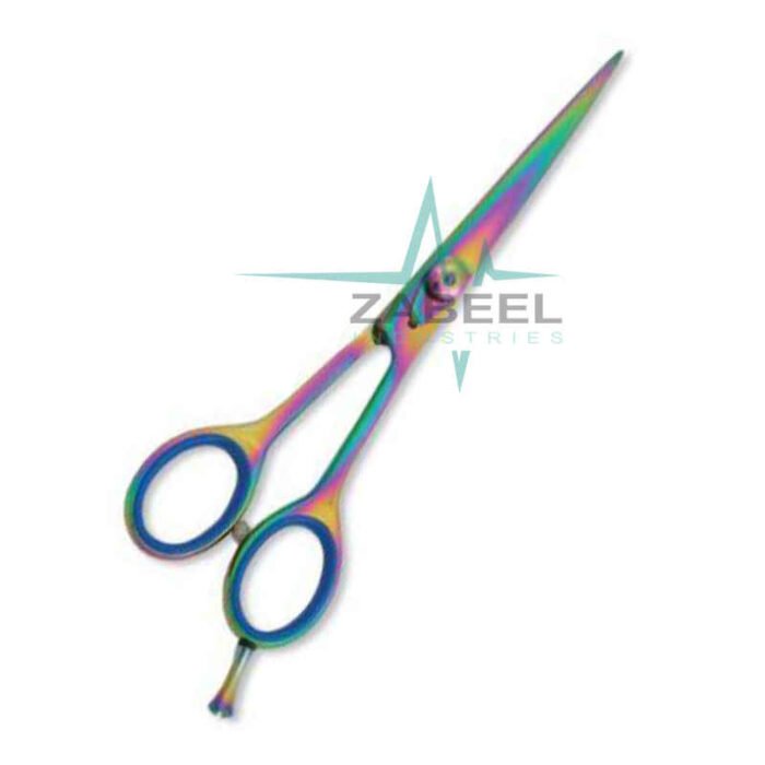 Professional Hair Cutting Scissor With Razor Edge. Multicolor Coating Three Rings With Screw Adjust ZaBeel