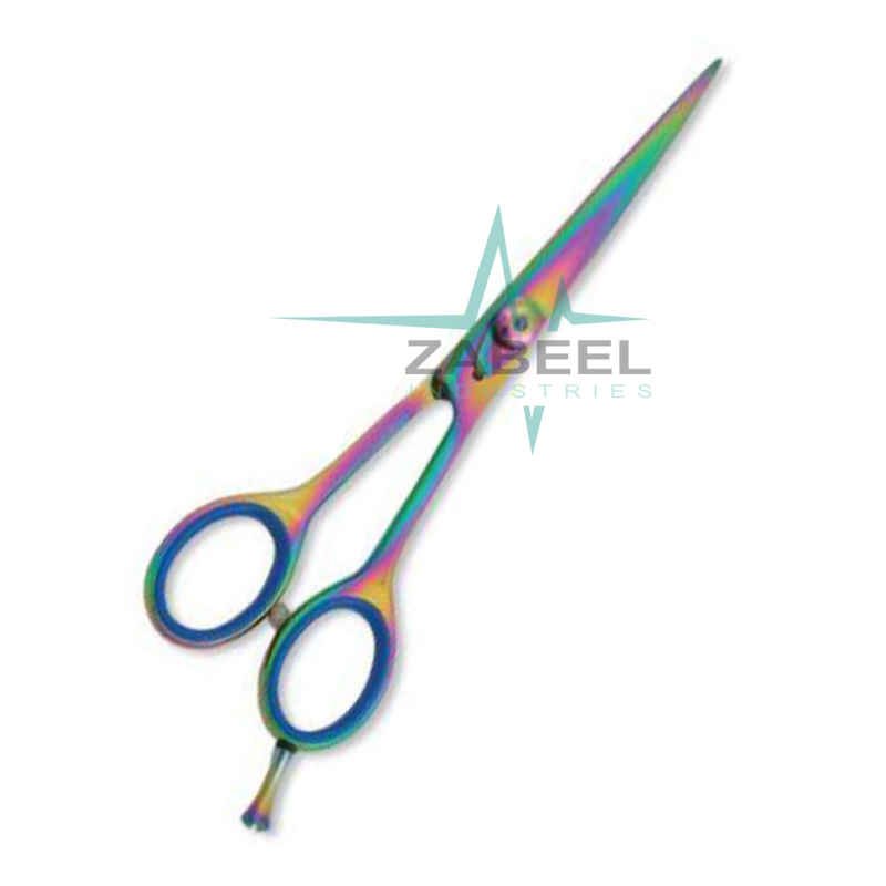 Professional Hair Cutting Scissor With Razor Edge. Multicolor Coating Three Rings With Screw Adjust ZaBeel