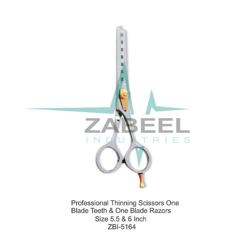 Professional Thinning Scissors One Blade Teeth & One Blade Razors Zabeel