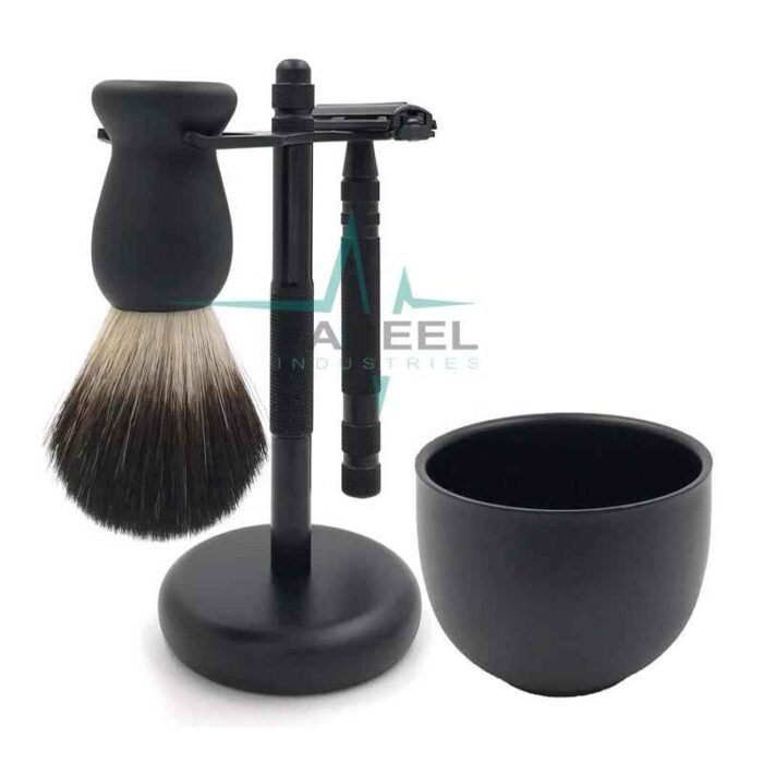 Safety Razor Set Double Edge-Shaving Razors Long Handle Stand Holder Hair-Shaving Brush ZaBeel