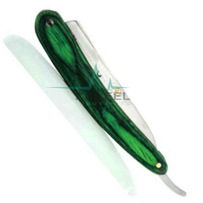 Straight Razor Green Wooden Handle ZaBeel