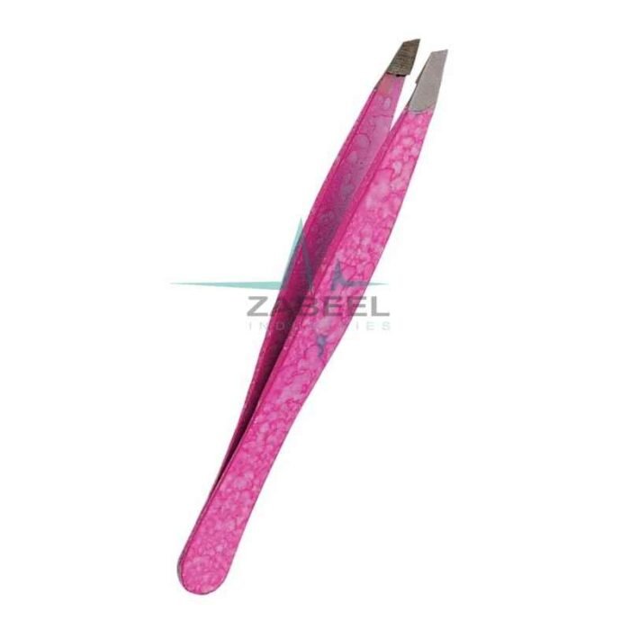 Straight Pink Eyelash Tweezers ZaBeel