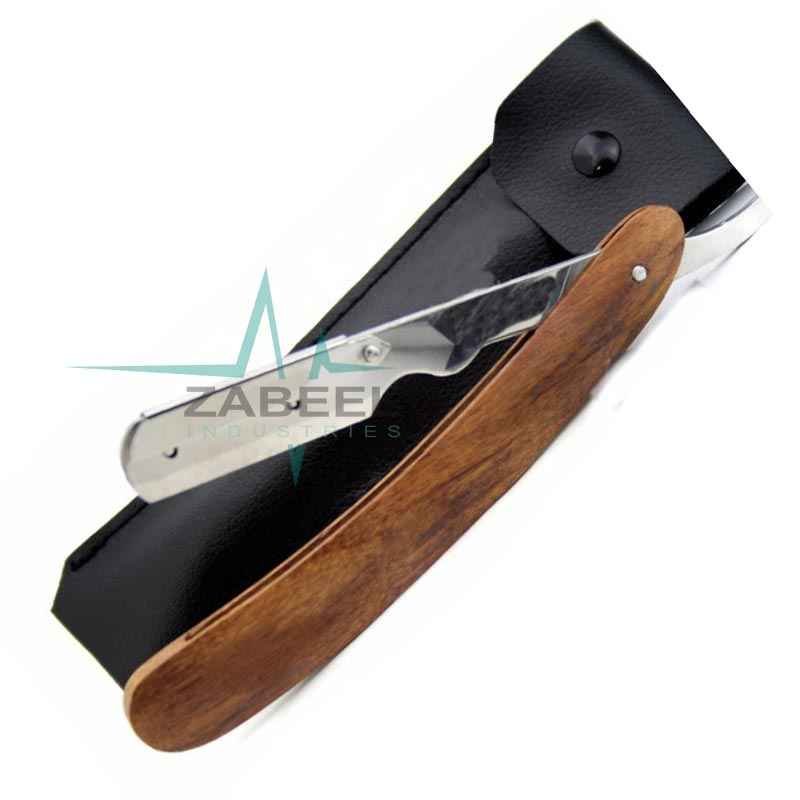 Tali Wood Handle Steel Classic Blade Barber Straight Razor Shavette ZaBeel