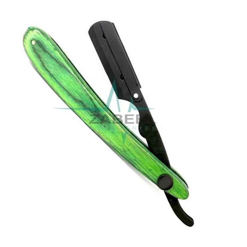 Wood Handle Green Wooden Barber Razor ZaBeel