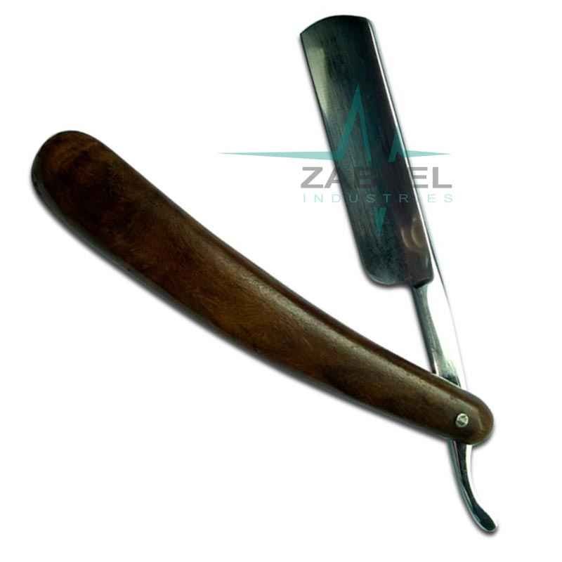 Wood Handle Straight Edge Razor Steel Blade ZaBeel