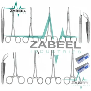 12 Minor Surgical Sugery Forceps Kit + 50 Scalpel Blades #10 & #11 By ZaBeel Industries